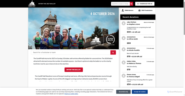 Security scan screenshot of https://cardiffhalf26.enthuse.com/profile