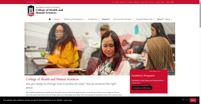Security scan screenshot of https://chhs.niu.edu