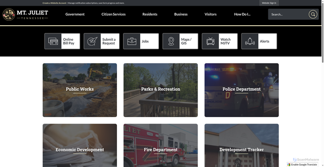 Security scan screenshot of https://mtjuliet-tn.gov/