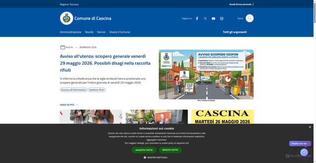 Security scan screenshot of https://www.comune.cascina.pi.it