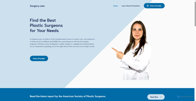 Security scan screenshot of https://www.surgery.com/