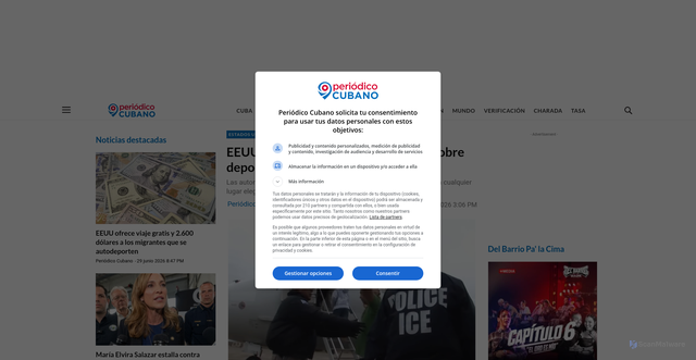 Security scan screenshot of https://www.periodicocubano.com/eeuu-lanza-advertencia-a-migrantes-sobre-deportaciones-sin-negociacion/