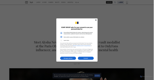 Security scan screenshot of https://www.scmp.com/magazines/style/entertainment/article/3274404/meet-alysha-newman-canadas-twerking-pole-vault-medallist-paris-olympics-she-went-gymnast-onlyfans