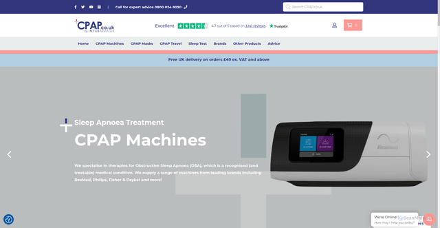 Security scan screenshot of https://www.cpap.co.uk