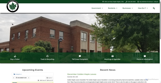 Security scan screenshot of https://mapleheightsohio.gov/