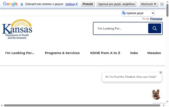 Security scan screenshot of https://www.kdhe.ks.gov/