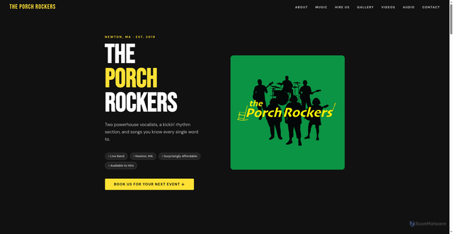 Security scan screenshot of http://porchrockers.band/
