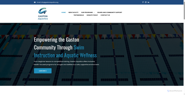 Security scan screenshot of https://www.gastonaquatics.org/