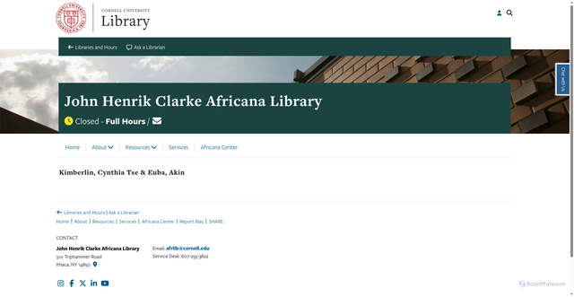 Security scan screenshot of https://africana.library.cornell.edu/audio/kimberlin-cynthia-tse-euba-akin/