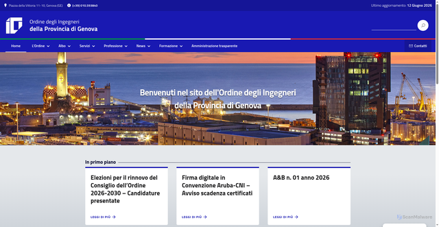 Security scan screenshot of https://www.ordineingegneri.genova.it
