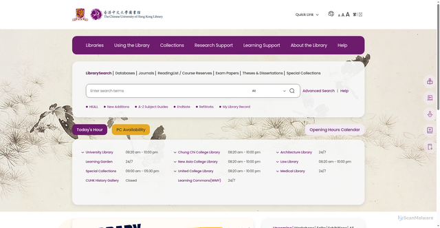 Security scan screenshot of https://lib.cuhk.edu.hk