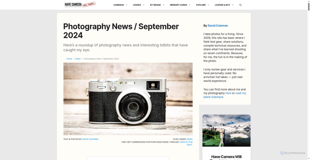 Security scan screenshot of https://havecamerawilltravel.com/photography-news/