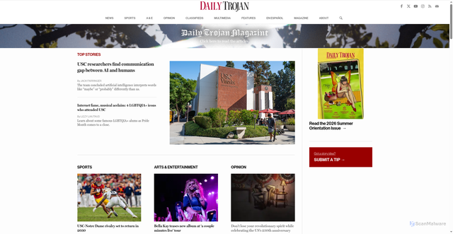 Security scan screenshot of https://dailytrojan.com