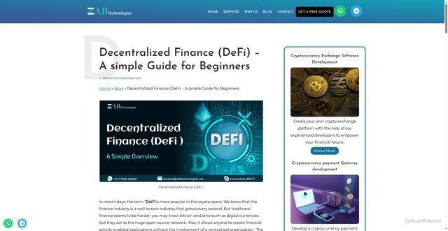 Security scan screenshot of https://www.zabtechnologies.net/blog/decentralized-finance-defi/