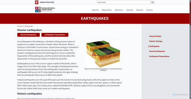 Security scan screenshot of https://igws.iu.edu/earthquakes/