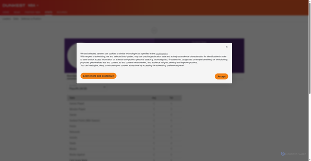 Security scan screenshot of https://www.dunkest.com/en/player/1102/jake-laravia