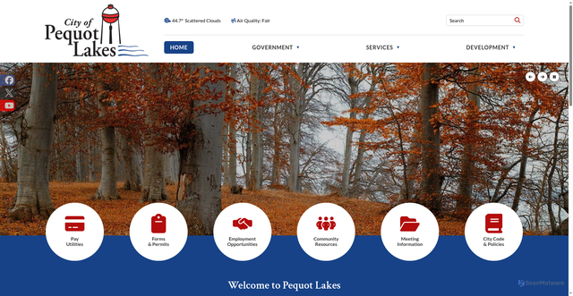 Security scan screenshot of https://www.pequotlakes-mn.gov/