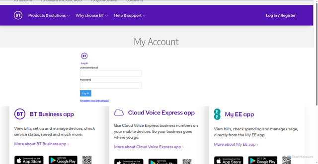 Security scan screenshot of https://my-bt-business-app-ff8fba.webflow.io/