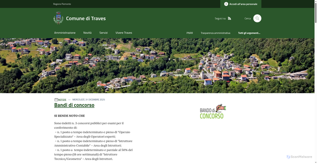 Security scan screenshot of https://www.comune.traves.to.it/