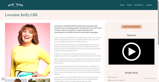 Security scan screenshot of https://miradorgroup.co.uk/lorraine-kelly/