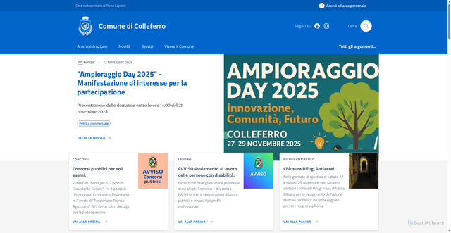 Security scan screenshot of https://www.comune.colleferro.rm.it/
