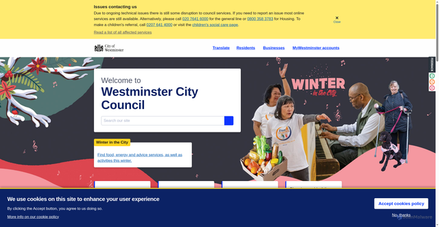 Security scan screenshot of https://www.westminster.gov.uk/