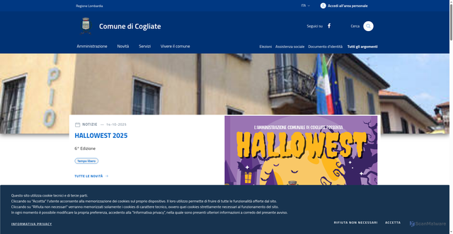 Security scan screenshot of https://www.comune.cogliate.mb.it/