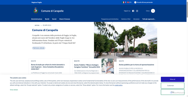 Security scan screenshot of https://www.comune.carapelle.fg.it