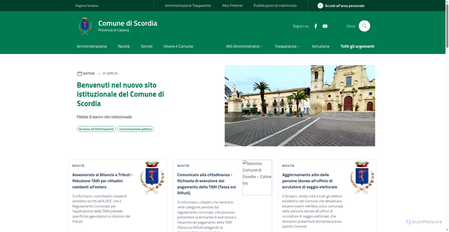 Security scan screenshot of https://www.comune.scordia.ct.it/