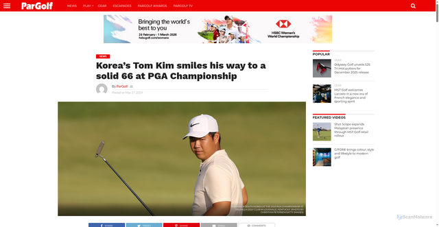 Security scan screenshot of https://pargolf.my/koreas-tom-kim-smiles-his-way-to-a-solid-66-at-pga-championship/