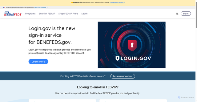 Security scan screenshot of https://www.benefeds.gov
