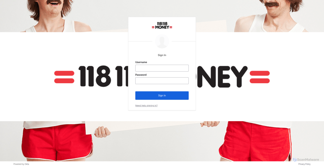 Security scan screenshot of https://118118money.okta.com