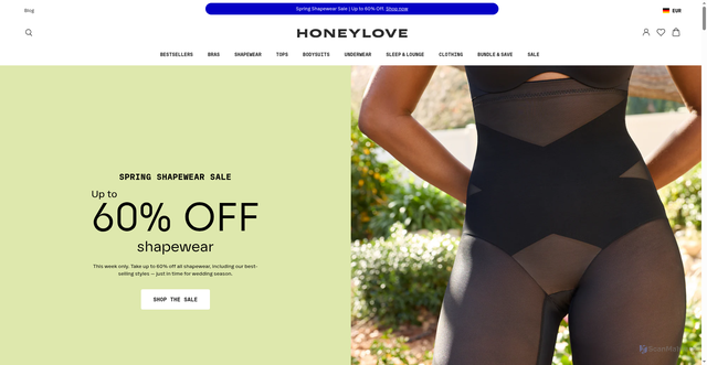Security scan screenshot of https://honey-buns-shapewear.myshopify.com