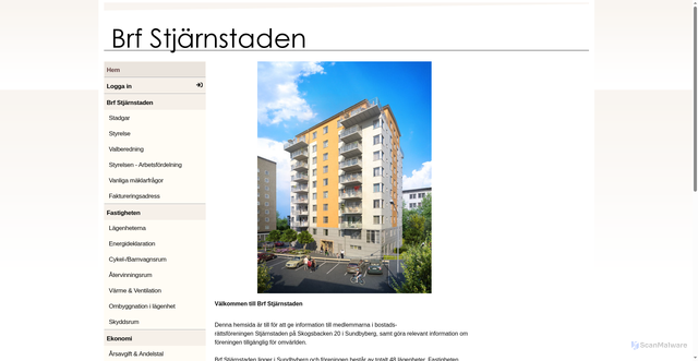 Security scan screenshot of https://brfstjarnstaden.se
