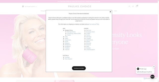 Security scan screenshot of https://www.paulaschoice.com/?srsltid=AU7gw4UTS95KsDUu71GWyAgqZPCD1fmyw1ubSoP3Ncy2KWAweTCZClCr
