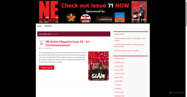Security scan screenshot of https://neonlinemagazine.com/2021/12/