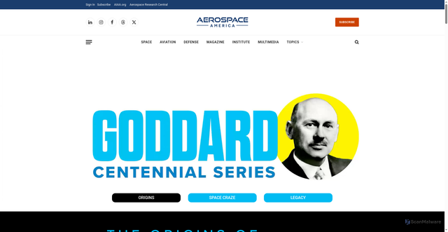 Security scan screenshot of https://aerospaceamerica.aiaa.org/goddardcentennial-origins/