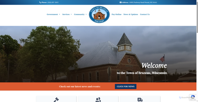 Security scan screenshot of https://townofbrazeau.com/