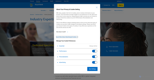 Security scan screenshot of http://commercial.rbcroyalbank.com/