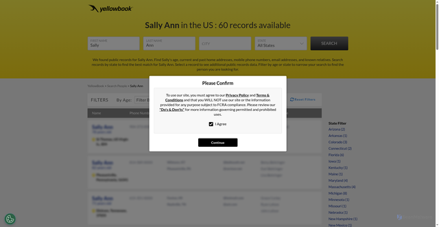 Security scan screenshot of https://www.yellowbook.com/people/sally-ann/