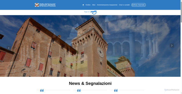 Security scan screenshot of https://www.ordinefarmacistiferrara.it