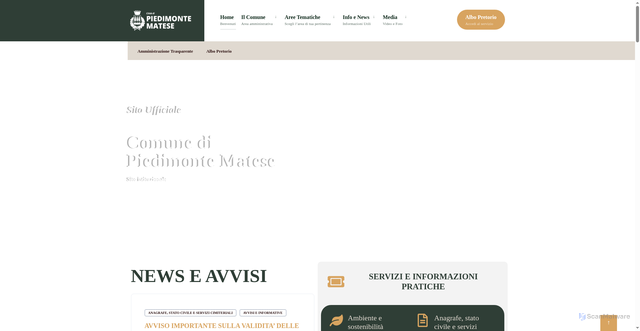 Security scan screenshot of https://www.comune.piedimonte-matese.ce.it/