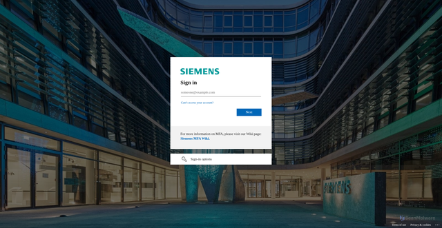 Security scan screenshot of https://s2c.siemens.com/