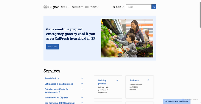 Security scan screenshot of https://www.sf.gov/
