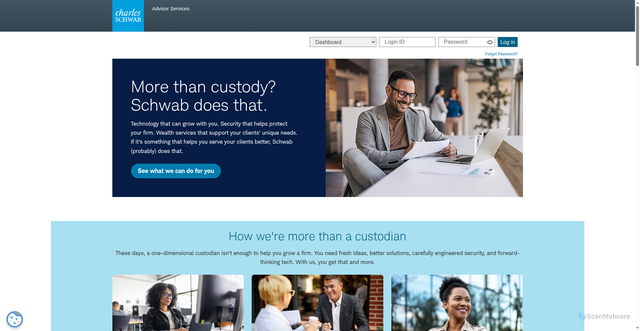 Security scan screenshot of https://actioncenter.schwab.com