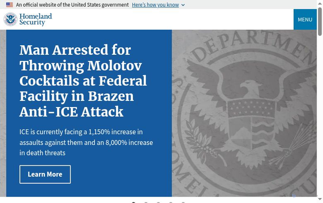 Security scan screenshot of https://homelandsecurity.gov/