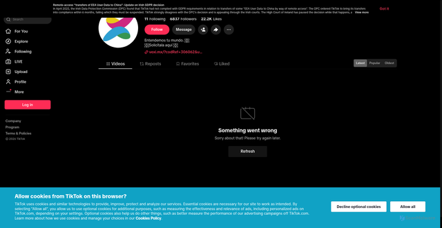 Security scan screenshot of https://www.tiktok.com/@vexitarjeta