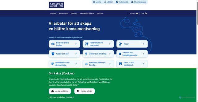 Security scan screenshot of https://www.konsumentverket.se