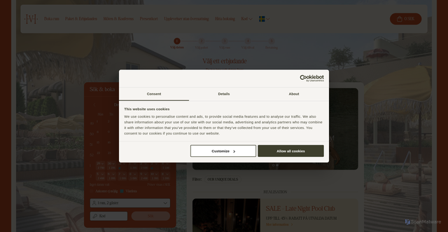 Security scan screenshot of https://booking.hjortviken.se/package?channelid=3d8479aa-3d42-4ac1-9109-144d3954c26a&culture=sv-SE&packagecategoryid=adb21d75-26ba-4b86-8b6b-9d210365dc12&roomconfig=a2&utm_source=braze&utm_medium=email&utm_campaign=xmas-flash_2025&utm_content=JACYZ_NB_B2C_SE_Y25_W52_REALISATION&lid=wj7fe7fss9sa