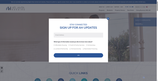 Security scan screenshot of https://www.atlantahousing.org/